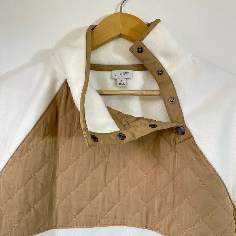 J.crew white quilted fleece pullover sweatshirt small